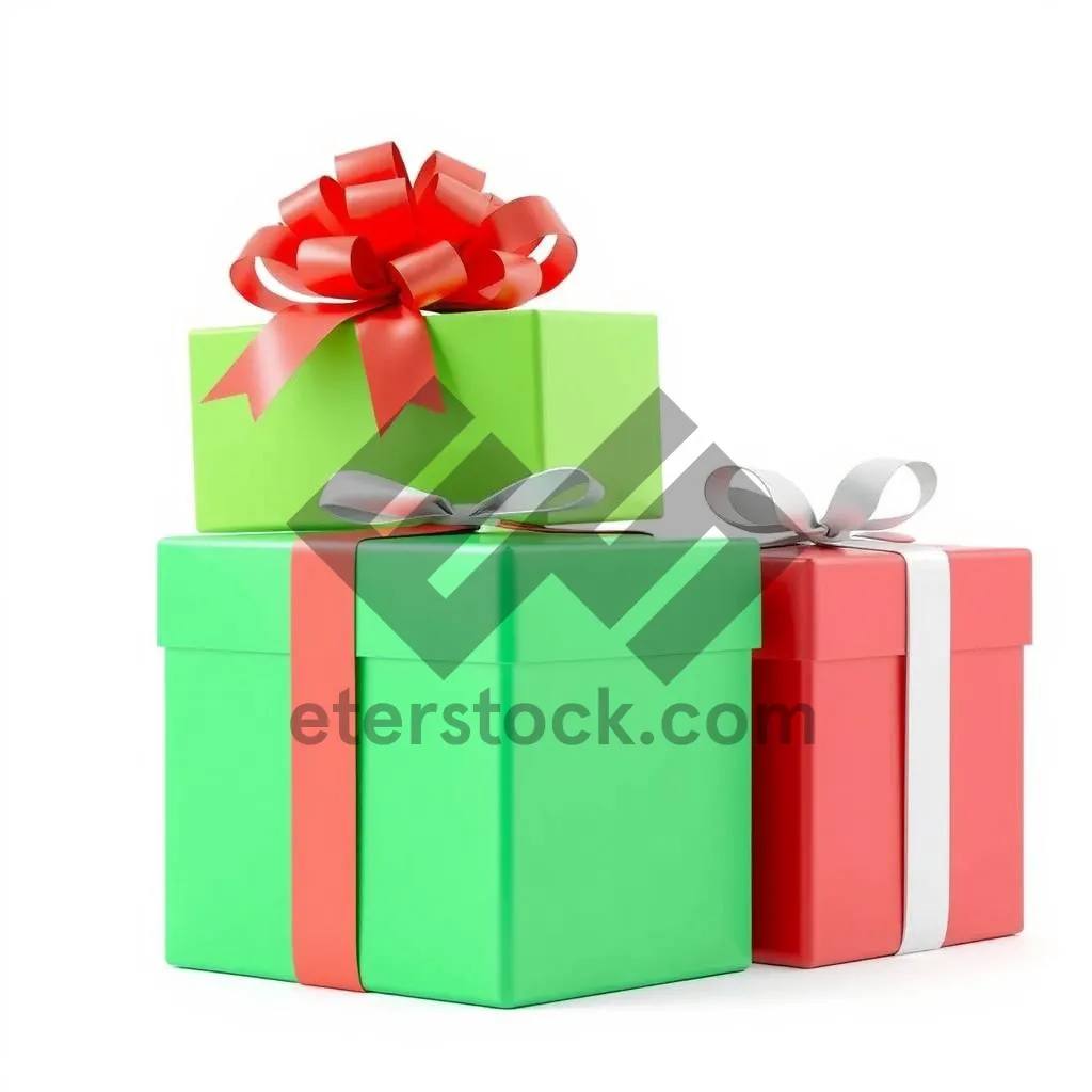 Picture of Festive 3D gift box with ribbon and bow icon