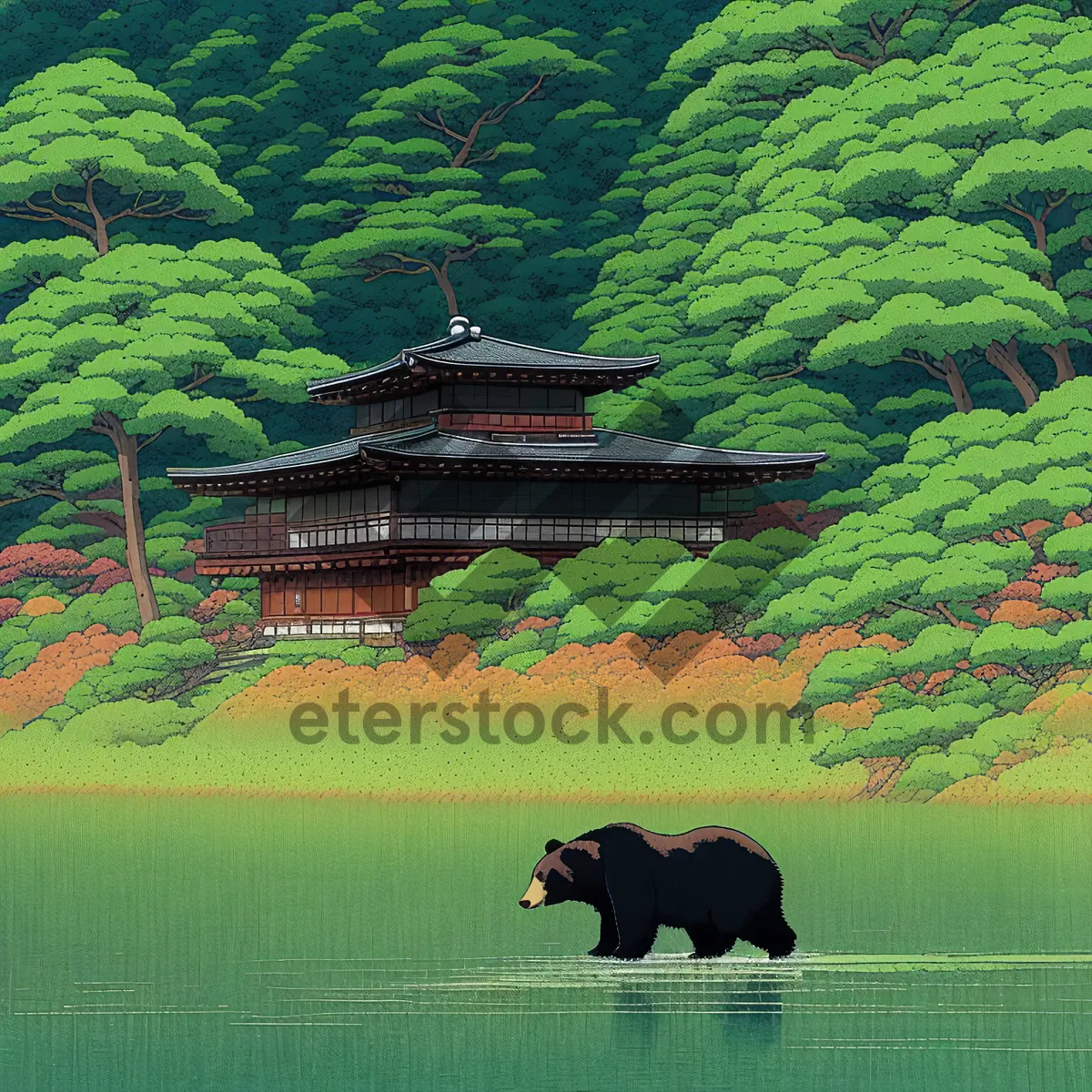 Picture of Serene Highland Countryside with Water Buffalo