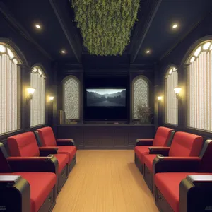 Modern Living Room Interior with Home Theater Setup