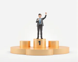 Silhouette of a Successful Businessman on Pyramid