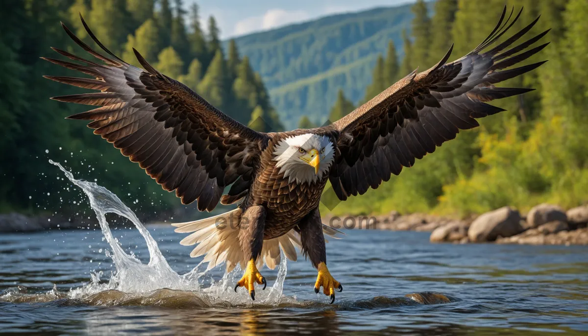 Picture of Bald Eagle in Flight with Outstretched Wings