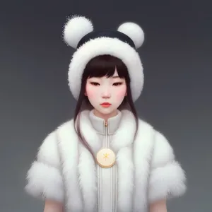 Happy Winter Fashion: Cute Fur Coat and Hat on Doll