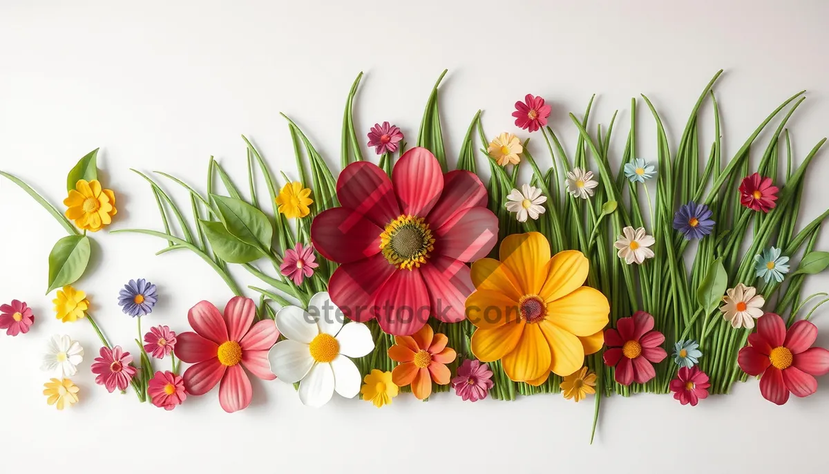 Picture of Colorful Summer Floral Pattern with Orange and Pink Flowers