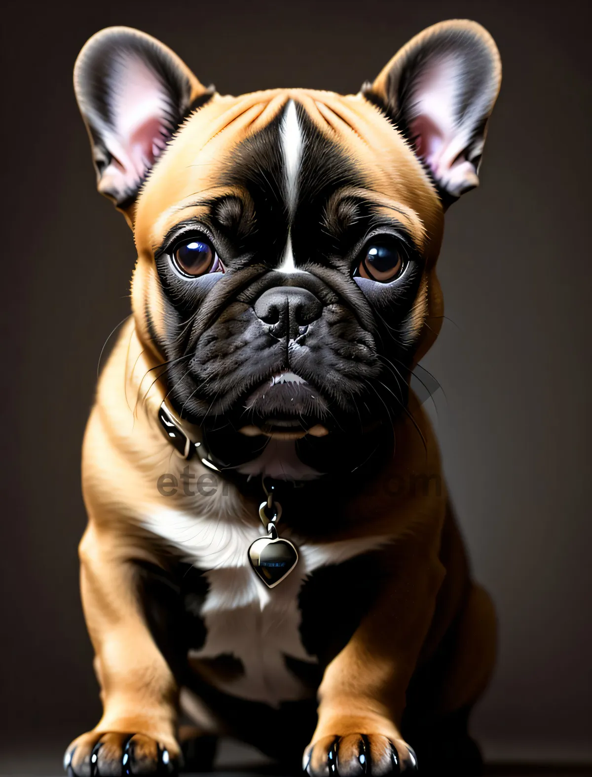 Picture of Adorable Wrinkled Bulldog in Studio Portrait