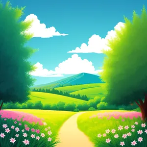 Vibrant Summer Landscape with Clear Skies and Rolling Hills