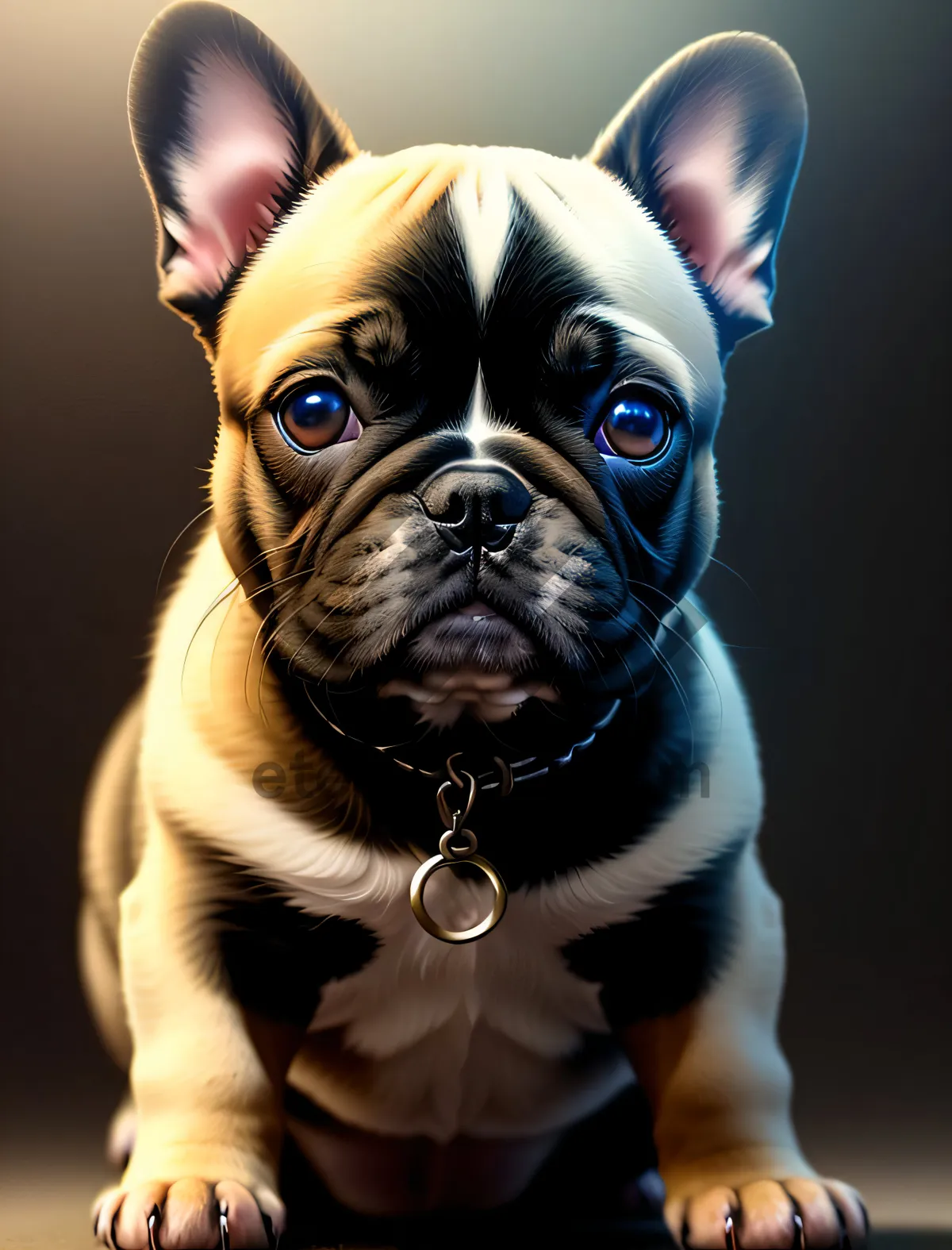 Picture of Adorable Bulldog Puppy with Wrinkled Terrier Features