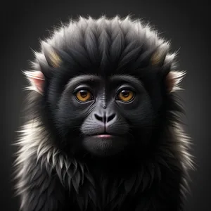 Cute Baby Monkey Portrait with Furry Face