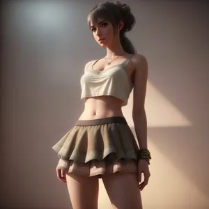 Seductive Brunette in Fashionable Mini Skirt Pose