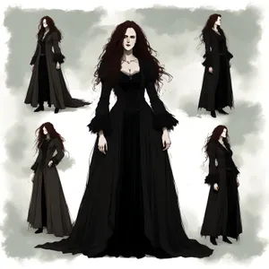 Black Velvet Elegance: Attractive Lady in Fashionable Cloak