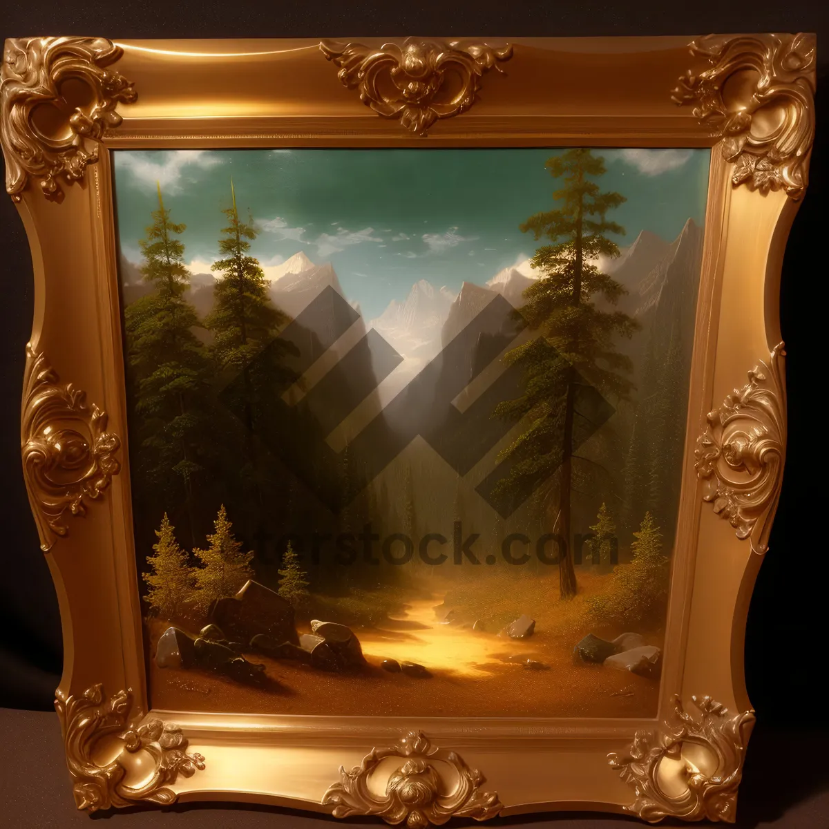 Picture of Antique Gold Framed Glass Art Decor