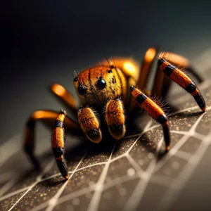 Close-up of a Black Wolf Spider