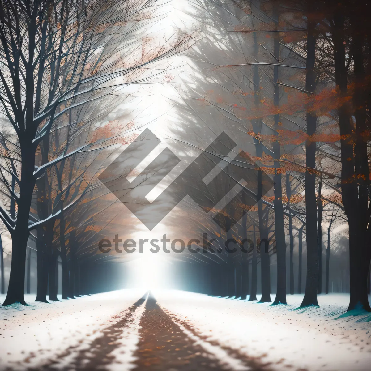 Picture of Winter Wonderland: Frosty Forest Road with Snowy Trees