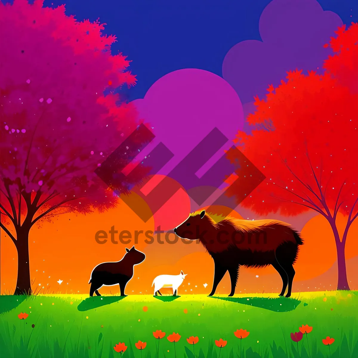 Picture of Golden Horizon: Summer Meadow with Oak Tree