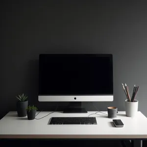Modern Office Desktop Computer with Flat Screen Monitor