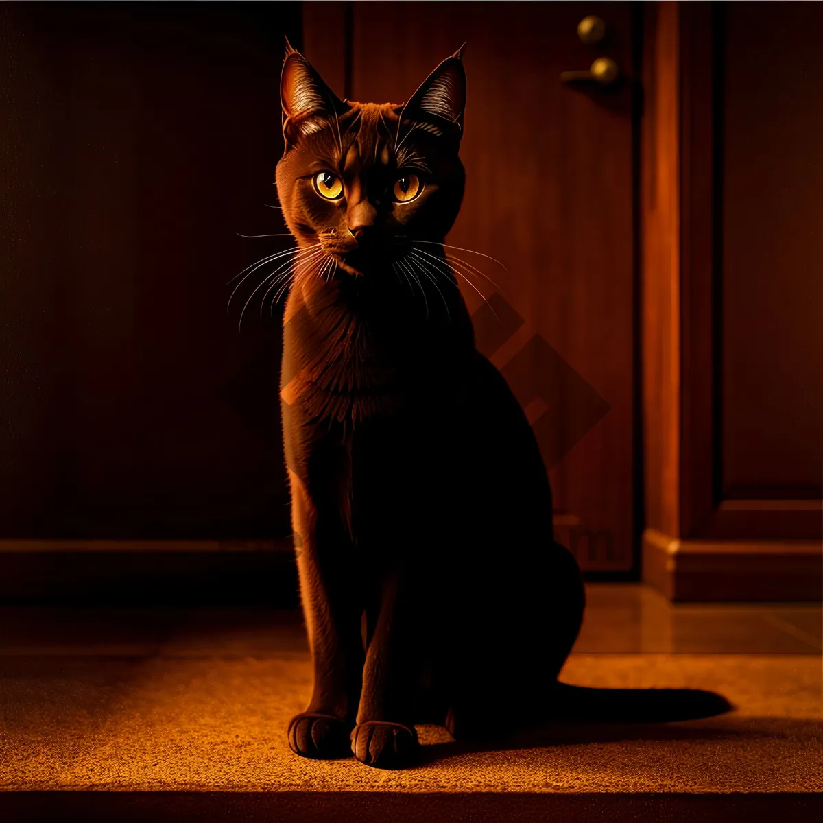 Picture of Adorable Black Kitty with Curious Whiskers