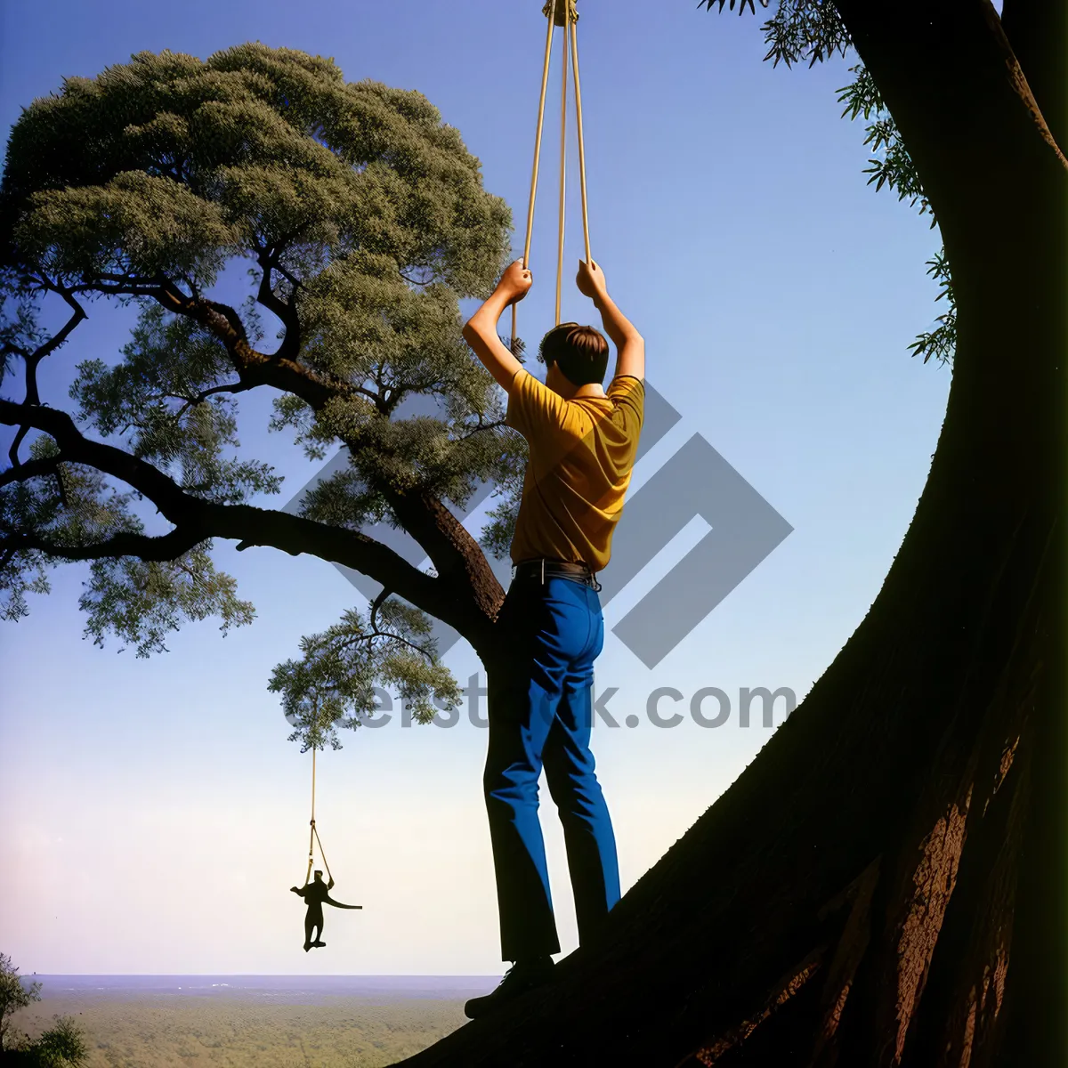 Picture of Symbolic Skyward Totem Structure Amidst Nature's Canopy