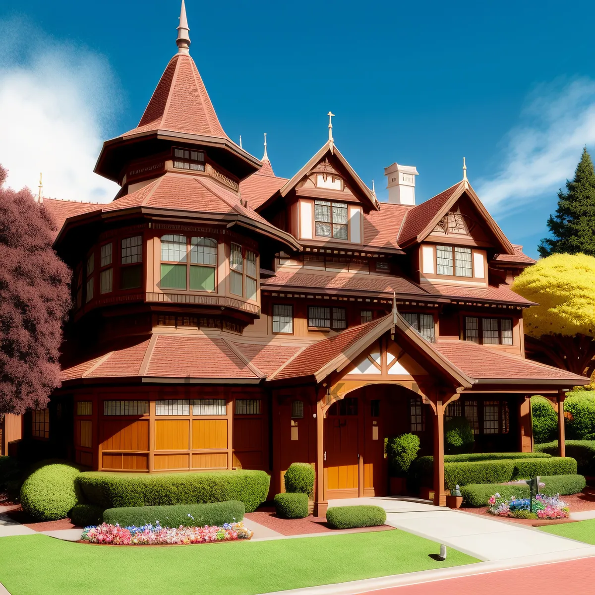 Picture of Historic Villa with Brick Roof in a Serene Estate