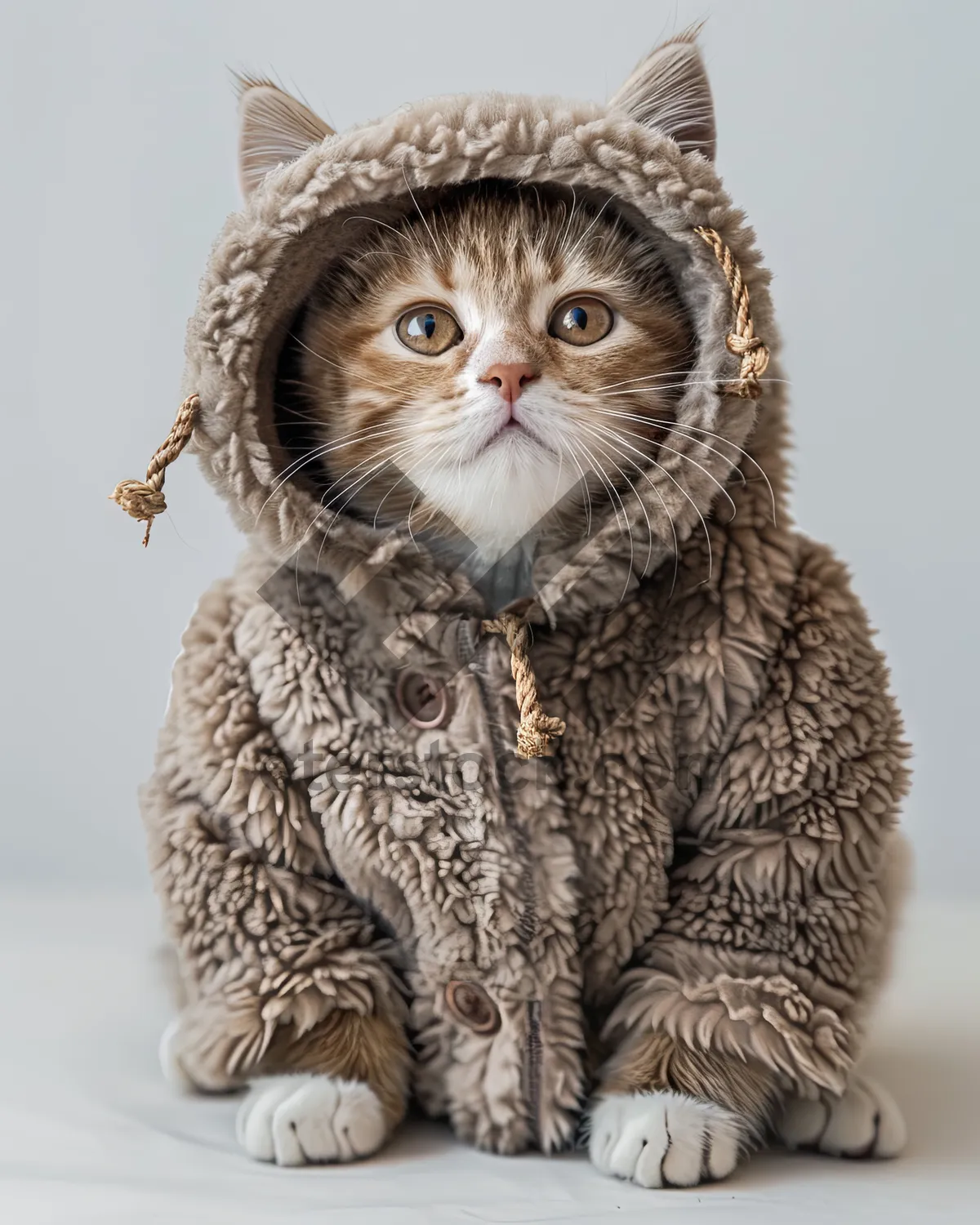 Picture of Adorable gray kitten with curious expression and whiskers