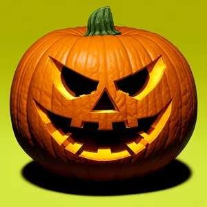 Spooky Jack-O'-Lantern Illuminates Halloween Night