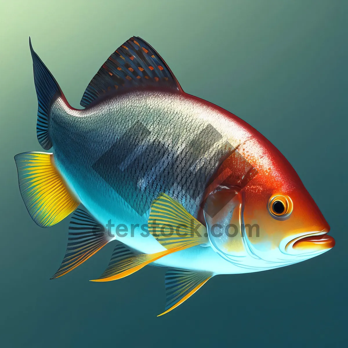 Picture of Golden Finned Snapper Swimming in Aquarium