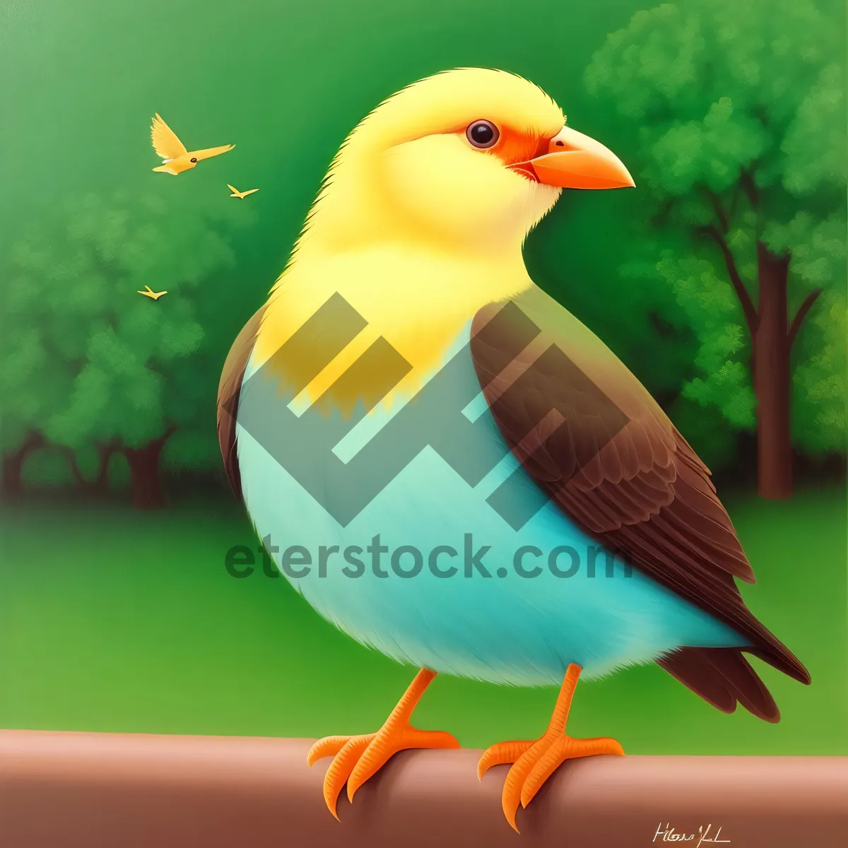 Picture of Cute Yellow Duck with Vibrant Feathers