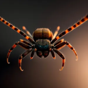 Barn spider close-up: Wild arachnid with tick detail.
