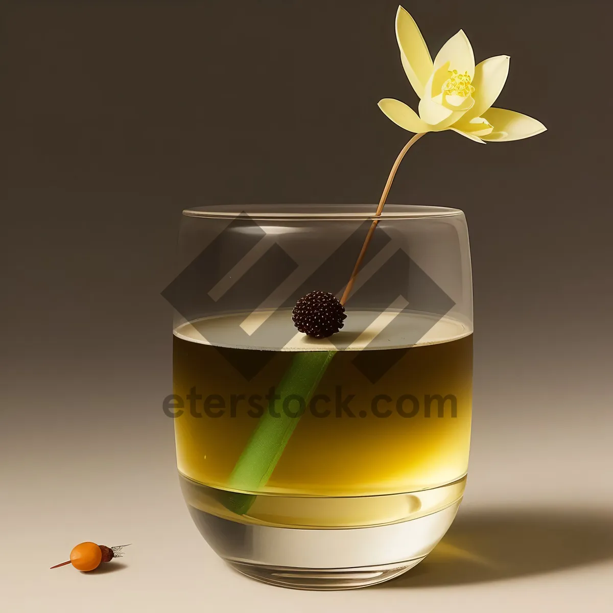 Picture of Hot Herbal Tea in Yellow Glass Cup