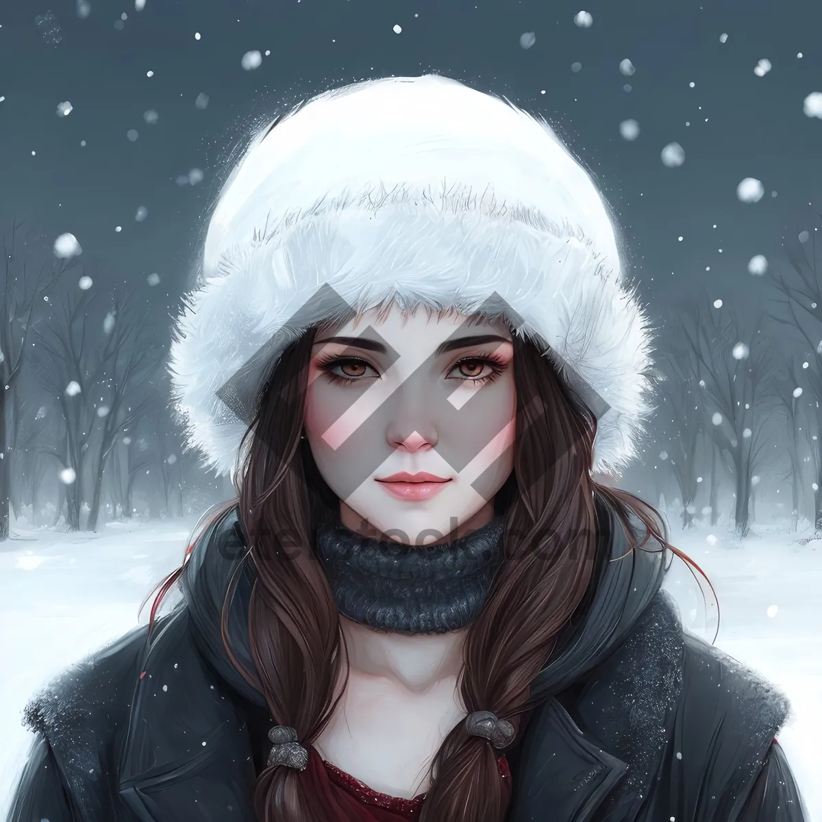 Picture of Frozen Smiles: Joyful Winter Hat Fashion Portrait
