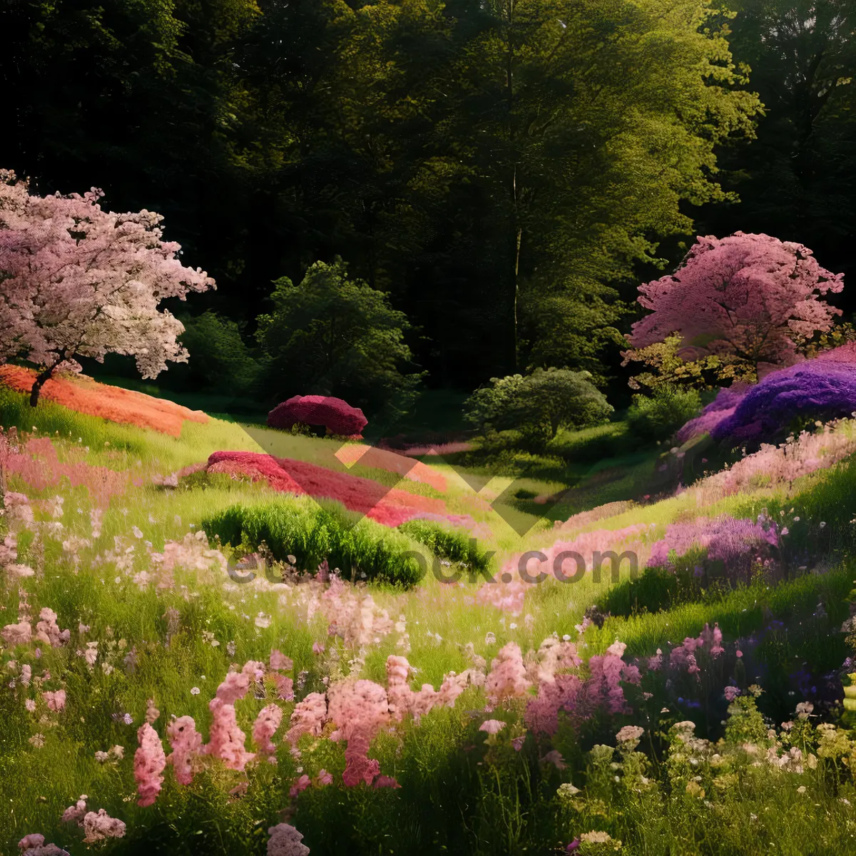 Picture of Vibrant Rhododendron Blooming in Lush Green Park