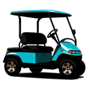 Cartoon golfer driving golf car on course