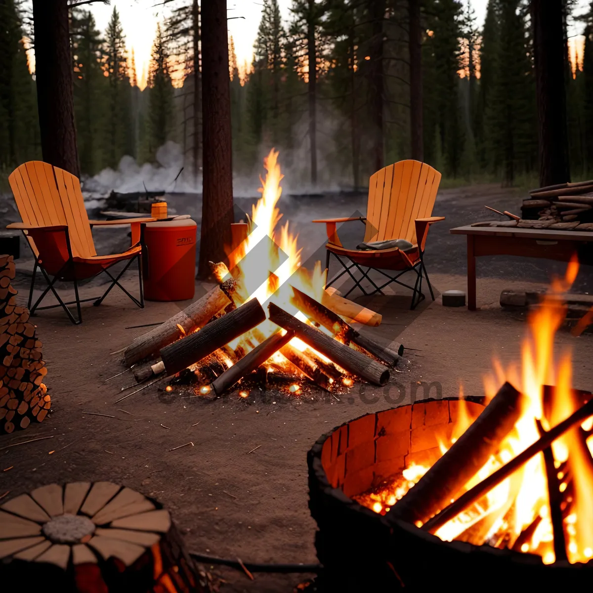 Picture of Outdoor Park BBQ with Cozy Fireplace and Menorah