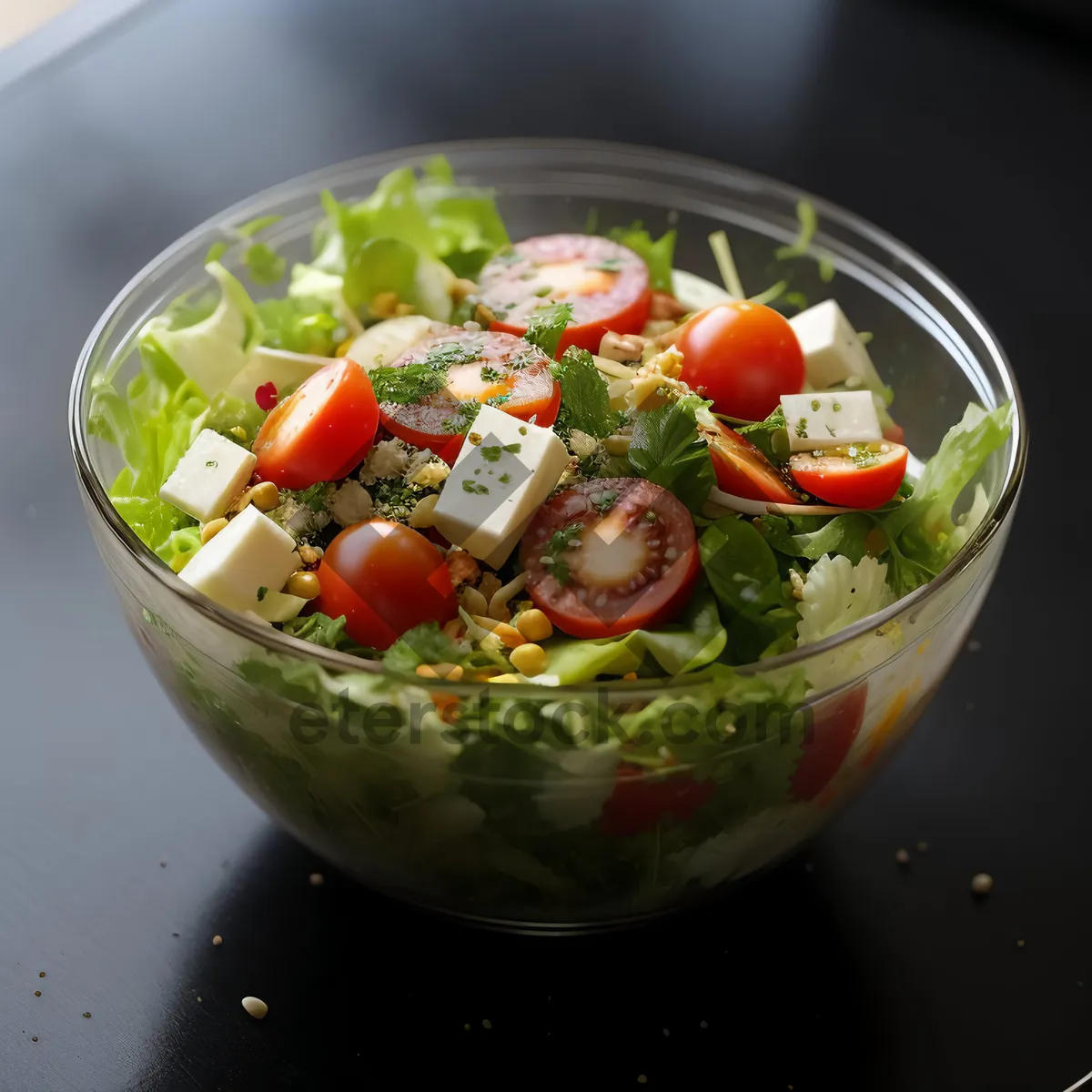 Picture of Fresh Vegetable Salad with Cheese and Nutritious Oil