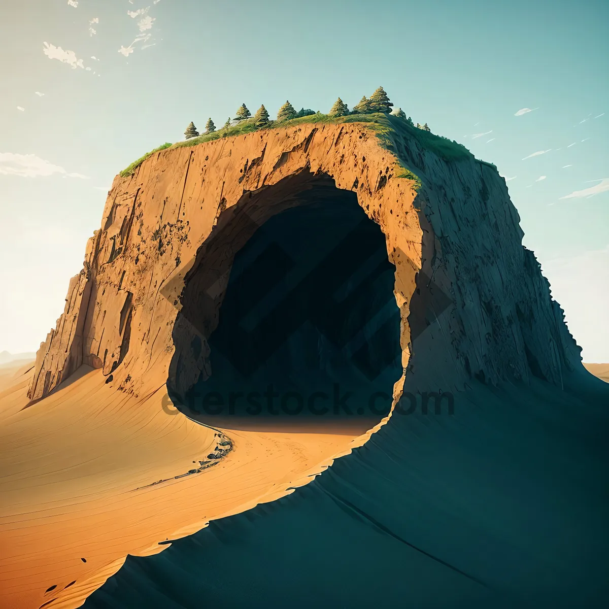 Picture of Majestic Desert Canyon: A Skyward Journey through Sandstone Mountains