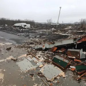 Winter Wonderland Skyline Amidst Urban Debris