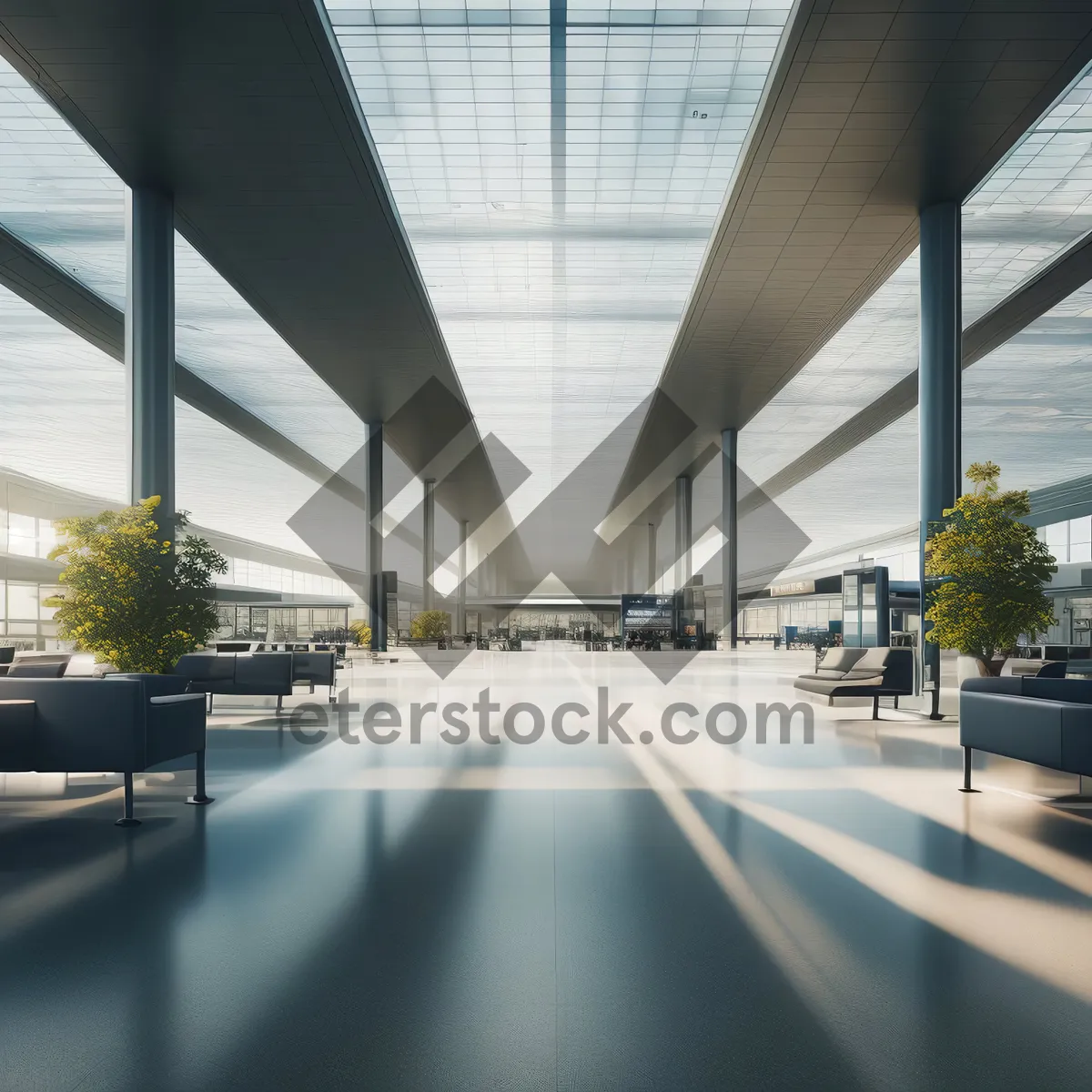 Picture of Modern Urban Transportation Hub in Glass-Filled Atrium