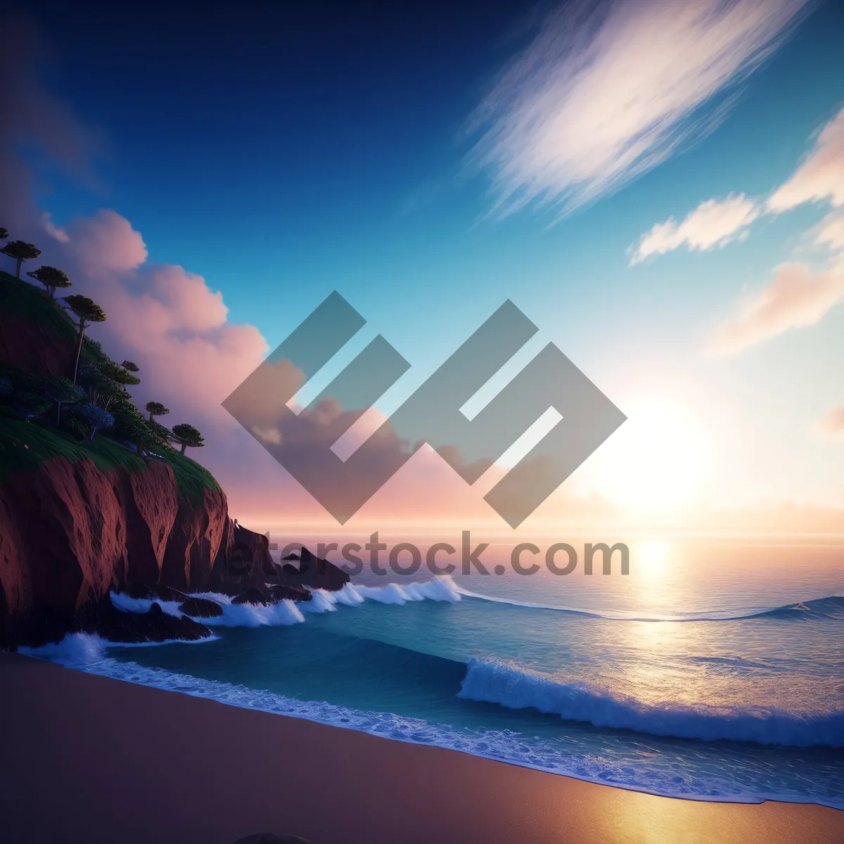 Picture of Serene Sunset Horizon Over Tropical Beach