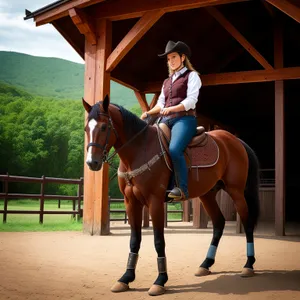 Equestrian Stallion Jumping over Vaulting Horse