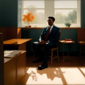 Business professionals collaborating at office table with laptops.