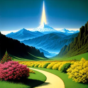 Vibrant Countryside Meadow under a Bright Blue Sky
