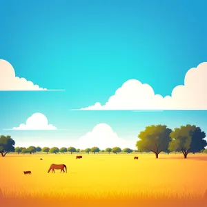 Serene Summer Vista: Sunlit Sky over Savanna Landscape