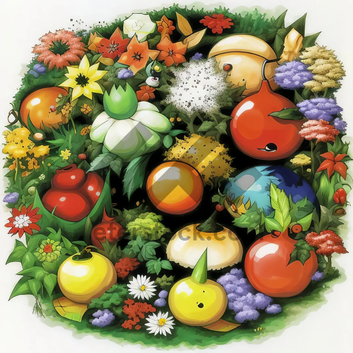 Picture of Fresh Harvest: Colorful Vegetables and Fruits Bouquet