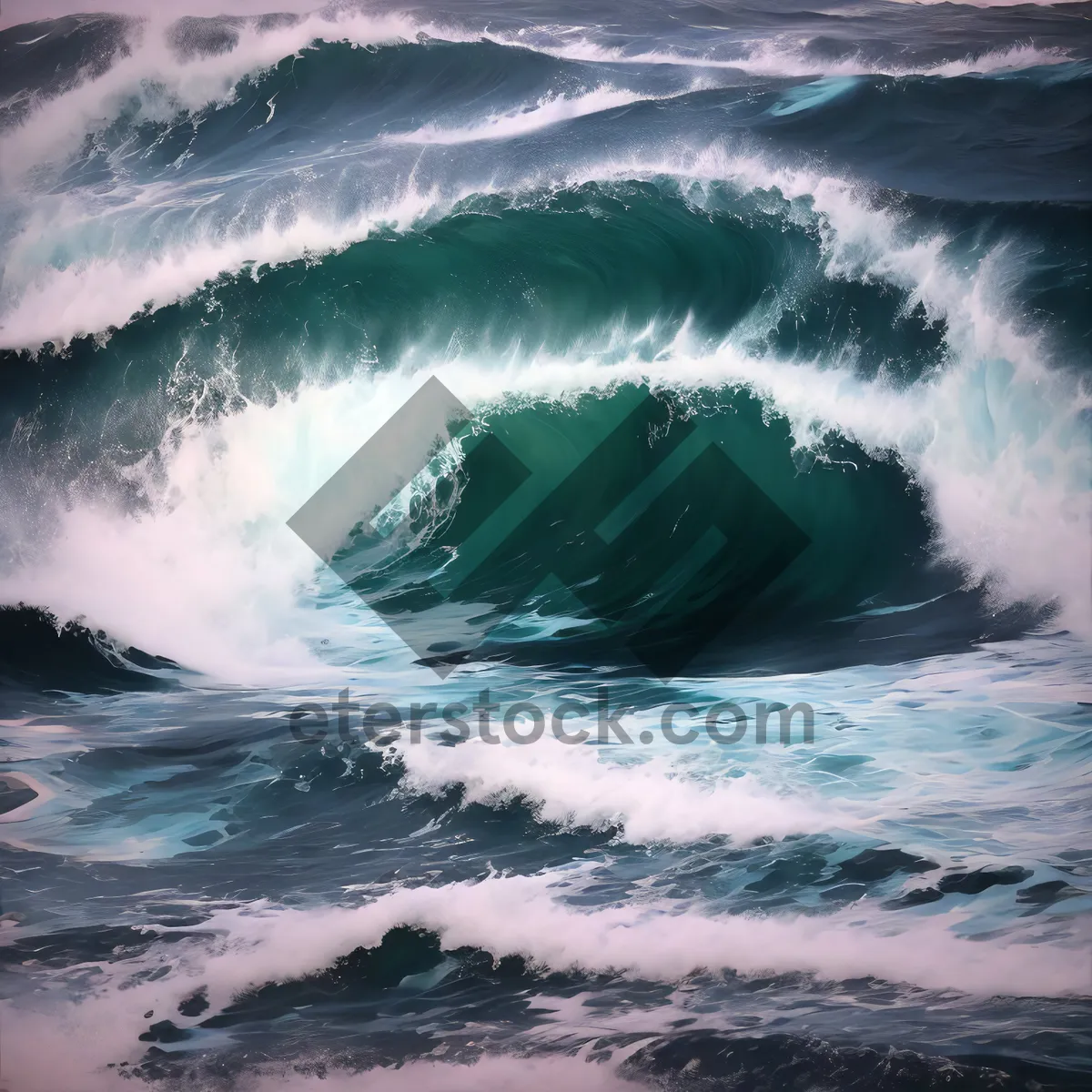 Picture of Soothing Summer Waves Crashing on Rocky Coast