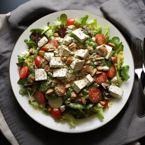 Fresh Gourmet Salad Plate with Delicious Sauce