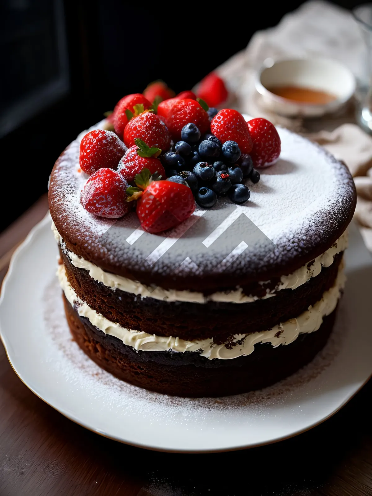 Picture of Delicious Berry and Chocolate Trifle with Fresh Mint