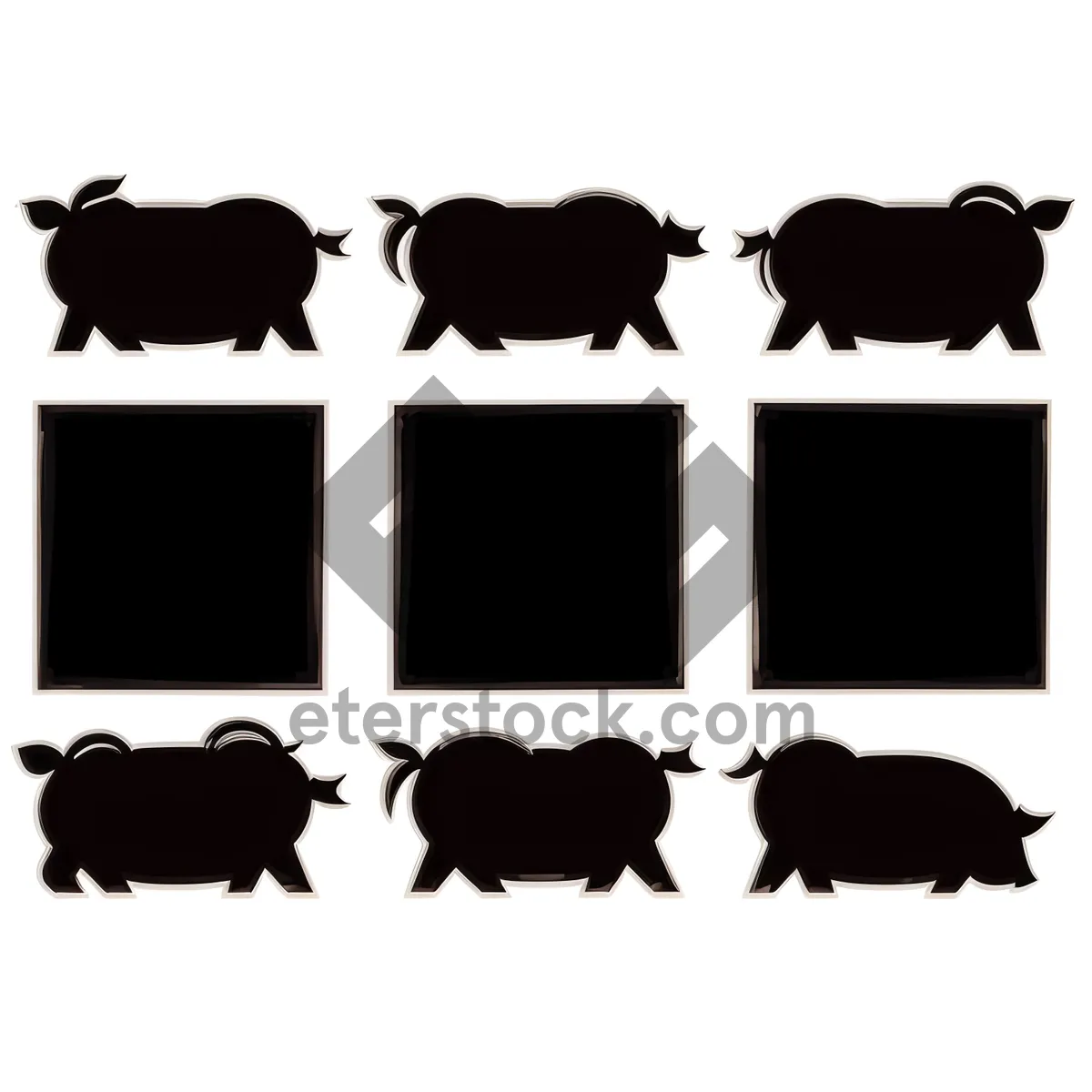 Picture of Farm Animal Silhouette Collection: Horse, Hen, and Beef Icon Set