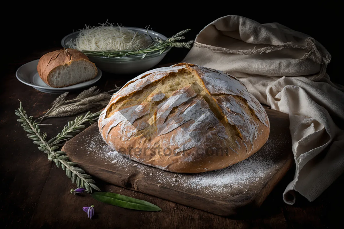 Picture of Healthy dinner with fresh bread and abalone