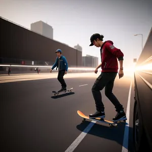 Skateboarder performing tricks on a ramp.