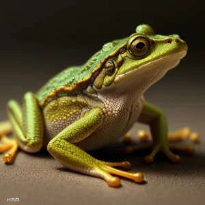 Vibrant-eyed tree frog perched on tree