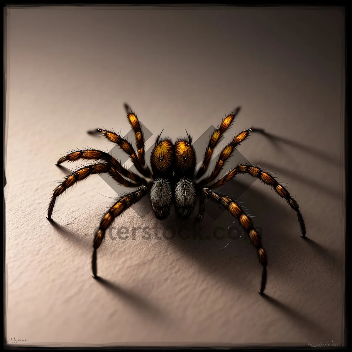 Picture of Spiderweb Symmetry: A Close-up of a Hairy Black and Gold Garden Spider