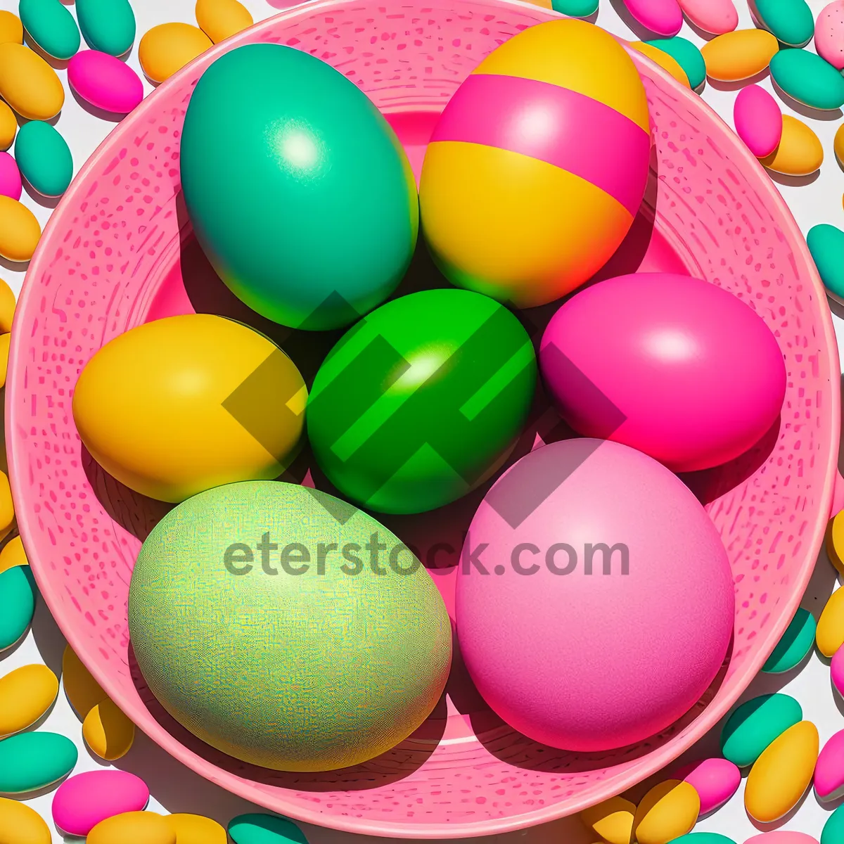 Picture of Festive Easter Egg Celebration with Colorful Balloons